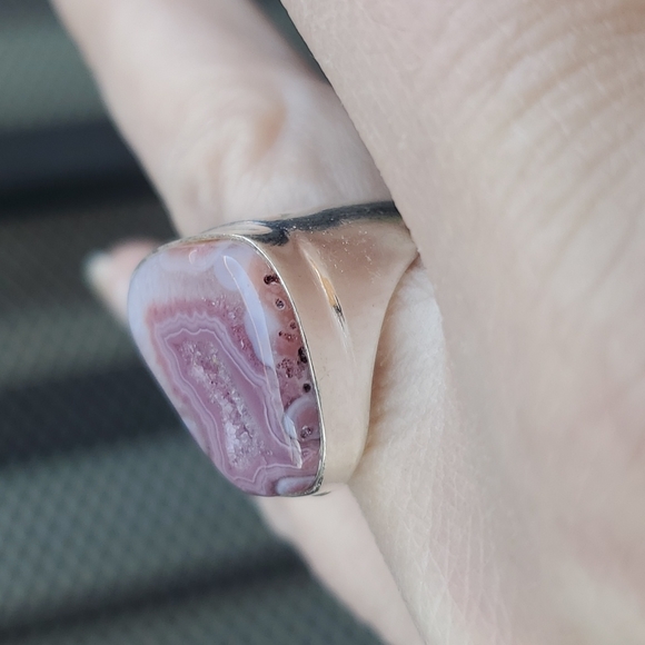 New Men's Solar Quartz Agate 925 Silver Ring. - Picture 4 of 16